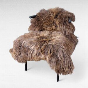 Genuine Icelandic Sheepskin Rug Coarse Feel Brown Accent 51" x 36"